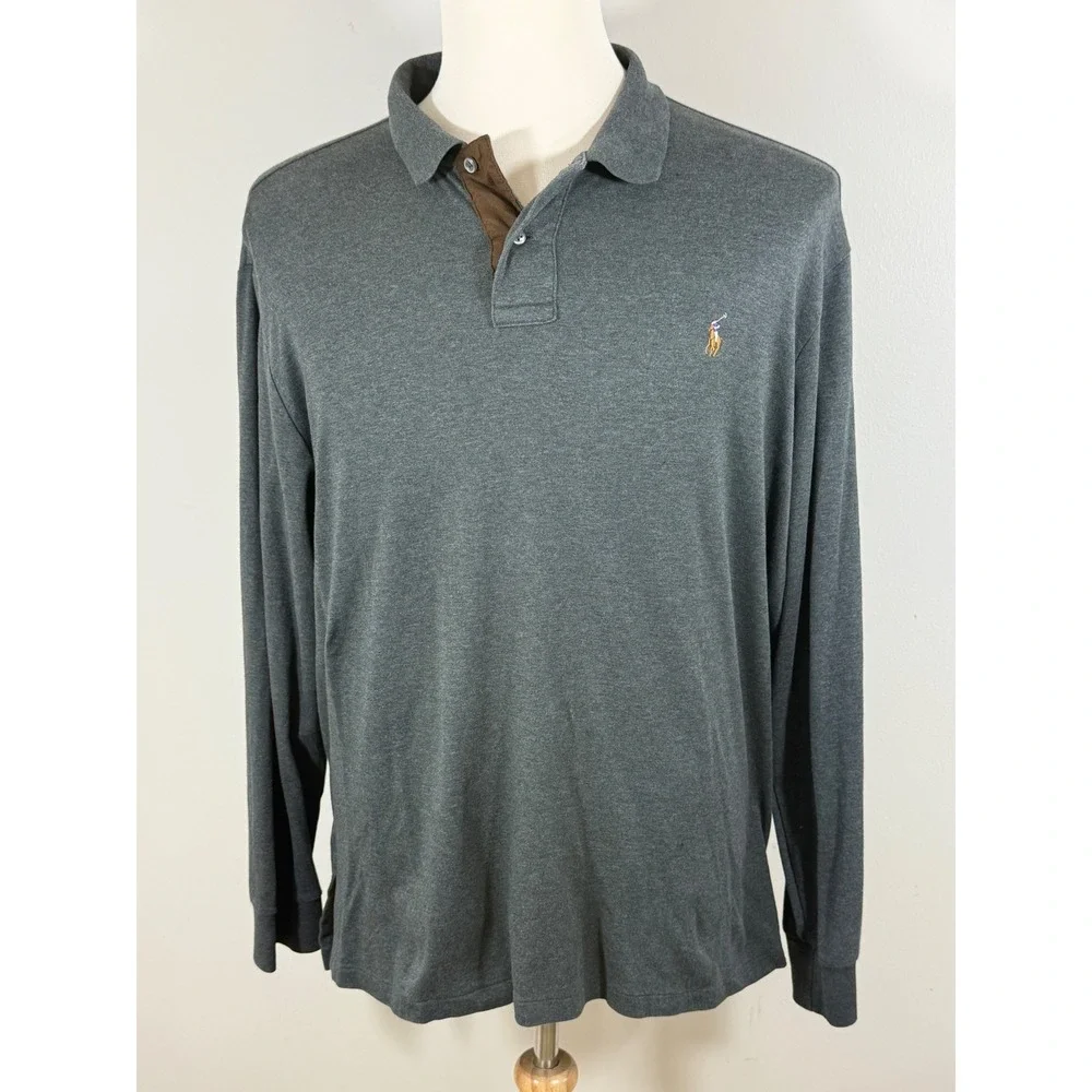 Polo Ralph Lauren Polo Shirt Men's XXL Gray Pima Soft Touch Preppy Classic